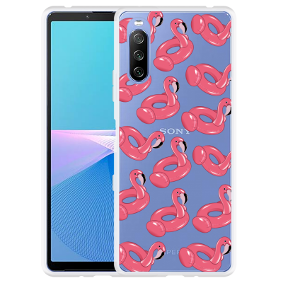 Just In Case Sony Xperia 10 III Hoesje Inflatable Flamingos Inflatable