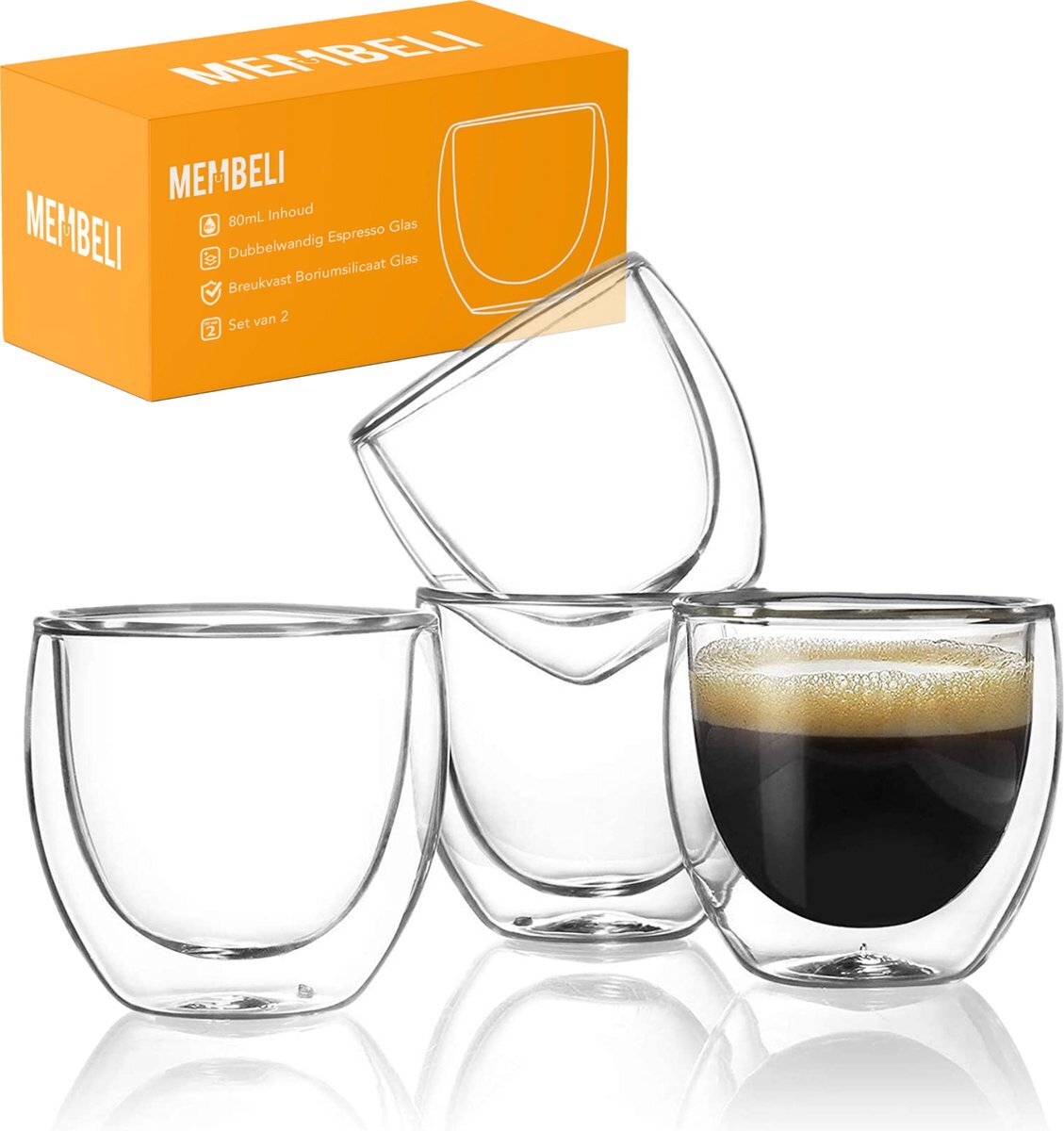 Membeli Espresso Kopjes Dubbelwandig Glas Set Van Ml