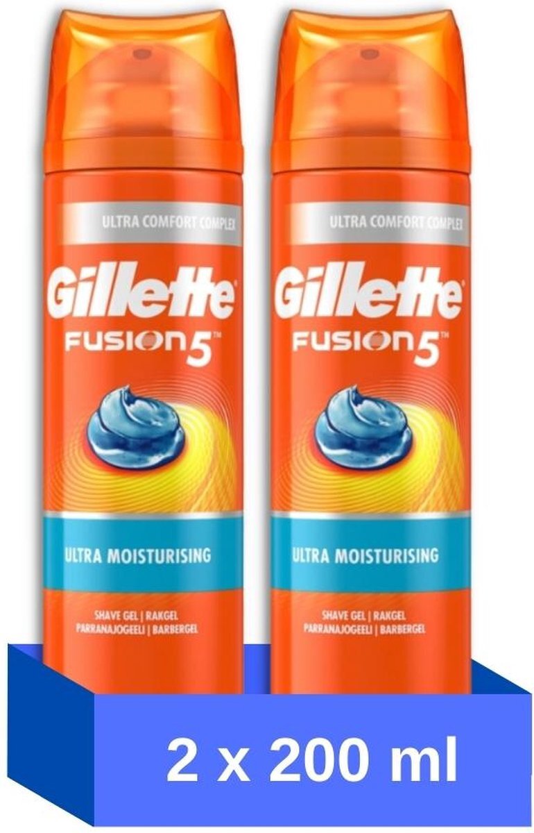 Gillette Fusion 5 Ultra Moist Shave Gel 200 Ml 2 Stuks Scheerschuim