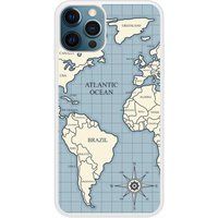 Bedrukt siliconen hoesje compatibel met iPhone 12 Pro Max Map vintage