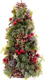 BigBuy Christmas Kerstversiering Rood Multicolour Plastic Foam Ananas Kerstboom 18 x 18 x 30 cm