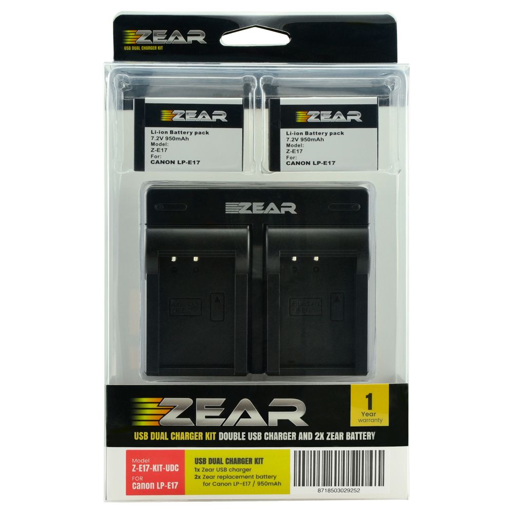 Zear Kit met 2x Battery LP-E17 + USB Duo Charger