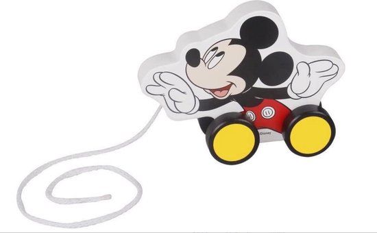 4KidsOnly Tooky Toy Mickey Mouse Trekfiguur - Houten Speelgoed - Wit/zwart
