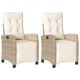 VidaXL Tuinstoel Terras Gecapitonneerde zitting Polyrattan, Staal Crème, Wit