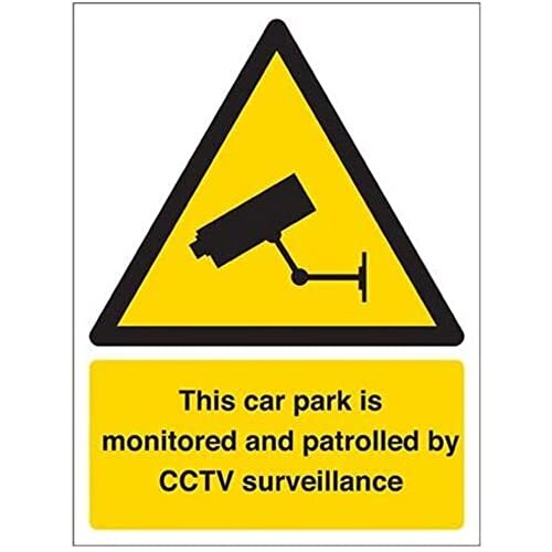 V Safety VSafety Security Notice, Deze auto Park wordt bewaakt en gepatrouleerd door CCTV 24 uur teken - 150mm x 200mm - 1mm Rigid Plastic