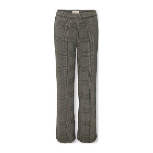 ONLY KIDS ONLY GIRL wide leg geruite pantalon grijsbruin