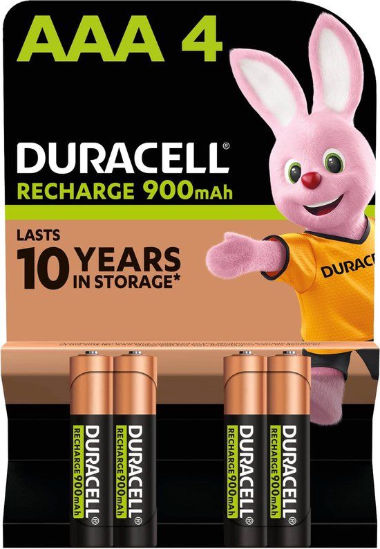 Duracell Oplaadbare AAA Batterijen (4 stuks) - 900 mAh - Vooraf Opgeladen