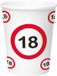 Folat 18 Jaar Verkeersbord Papieren Bekers 350ml - 8 stuks