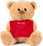 BRUBAKER Knuffelbeer met Enveloppe Rood - For You - 25 cm - Teddybeer Pluche Knuffel - Beer - Bruin Lichtbruin