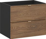 Meuble bas pour lavabo, 60 cm – noir mat / chêne, 2 tiroirs