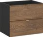 Meuble bas pour lavabo, 60 cm – noir mat / chêne, 2 tiroirs