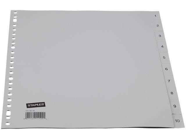Staples Tabbladen - A4 - 1-10 - Grijs