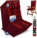 Beautissu Sun-HL - Set van 7 Premium Hoge Rugleuning Kussen met Hoofdkussen 120x50 cm UV-bestendig & 8cm Dik Kussen Tuinstoelkussen Antislip Bevestigingsbanden Stevige Stof Rood gestreept