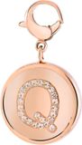 Lucardi Dames Gerecycled just.d stalen hanger roseplated letter kristal - Hanger - Staal - Rosékleurig