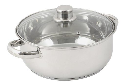 Crealys 502385 L roestvrijstalen braadpan met glazen deksel Ø 24 cm
