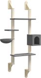 vidaXL Kattenmeubel wandgemonteerd met krabpaal 180 cm donkergrijs