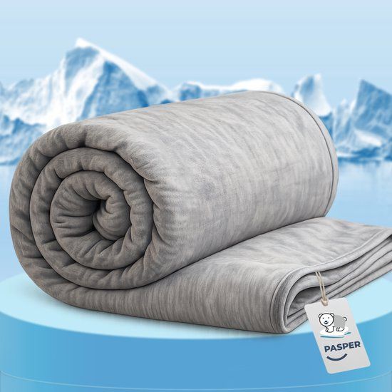 Pasper Koeldeken 200 x 220 cm - verkoelende deken - Q-max > 0.43 - zomerdekbed - zomerdeken - zelfkoelende deken - grijs