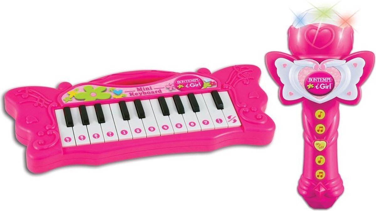 Bontempi Spa Bontempi Keyboard Igirl Met Microfoon 22 Toetsen Roze 26 Cm