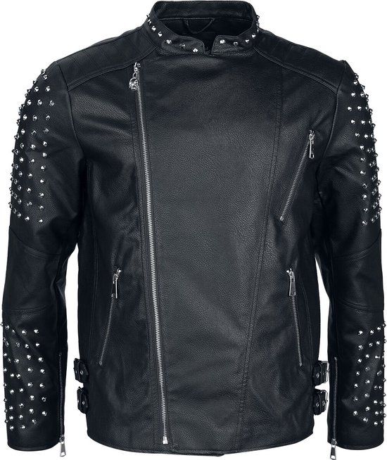 Rock Rebel by EMP Zwart imitatieleren jack met kanten studs - Heren - XL