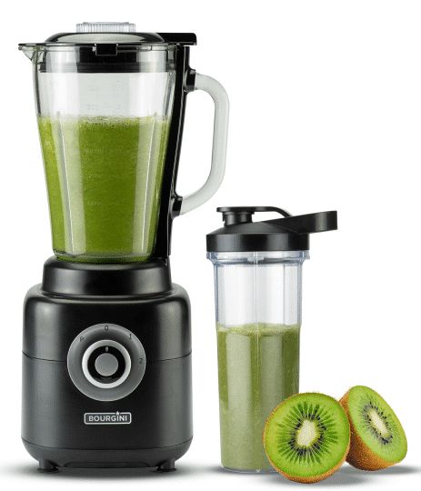 Bourgini PowerBlender - 1.75L - Zwart - 1000W - Blender to go met 700ml beker - Ijsmaler