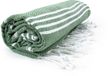 The One Towelling Hamam Sultan handdoek - 100 x 180 cm - Olijfgroen/Wit