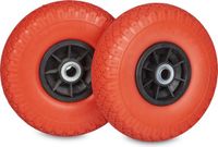 Merkloos Relaxdays 2x steekwagenwiel 3.00-4" - 260x85 mm - rubber - tot 80 kg - bolderkarwiel - rood-zwart