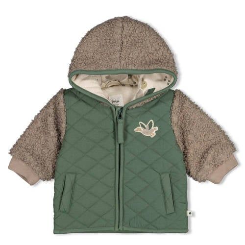 Feetje winterjas Wiggle and Waddle - groen/greige