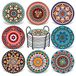 Onderzetters AODINI 8 stuks absorberende onderzetters van steen voor houten tafel, mandala-keramische onderzetters met kurkbasis, cadeau voor housewarmingparty, verjaardag en familie - leuke decoratie voor thuis en eetkamer