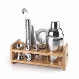 Lacor - 62181 - Cocktailshakerset, draagbaar design, BPA-vrij, bamboestandaard, voor professionals en amateurs, 18/10 roestvrij staal, 10 stuks