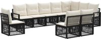 vidaXL - Tuinbank - Set - 10 - st - Zwart - poly - rattan