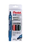 Pentel Pen permanente marker wigpunt inkt Pochette de 4 zwart/blauw/rood/groen