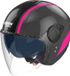 Nolan N20-2 Visor Dolce Vita 359, casque ouvert, couleur: Noir/Gris Foncé/Fuchsia, taille: S