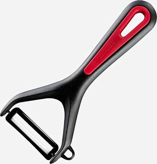 Westmark Gallant dunschiller met keramisch mes zwart en rood 15x6.9x1.8cm