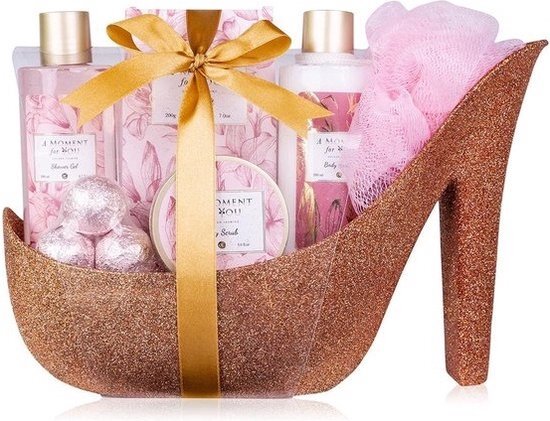 ACCENTRA Verjaardag cadeau vrouw - Badset in glitter Rose pumps glitter - Cadeau voor moeder, vriendin, partner, geliefde - Romantisch