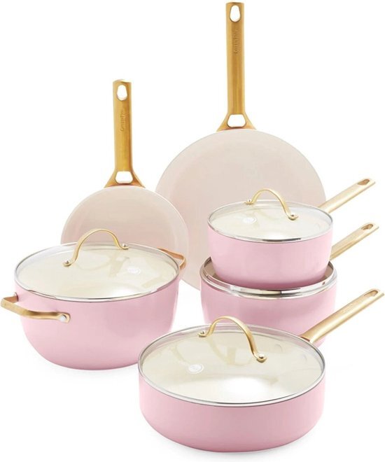 Greenpan Reserve Pannenset met Keramische Antiaanbaklaag - 10 Delig, Blush Pink