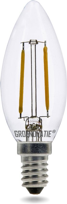 Groenovatie LED Filament Kaarslamp E14 Fitting - 2W - Warm Wit - 98x35 mm - Dimbaar