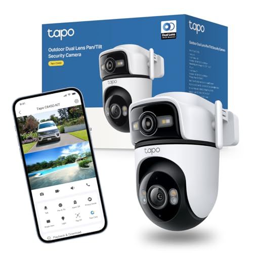 Tapo C545D WLAN-beveiligingscamera voor buiten, 2K, dubbele lens, pan/tilt met intelligente tracking, nachtzicht, KI-detectie van mensen/huisdieren/voertuigen en bidirectionele audio