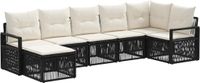 vidaXL Tuinbank - Set - 7-delig - Zwart - Polyrattan