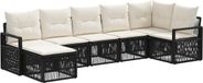 vidaXL Tuinbank - Set - 7-delig - Zwart - Polyrattan