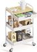 3-Tier Opslag Trolley met Plastic Lade en Houten Bovenkant