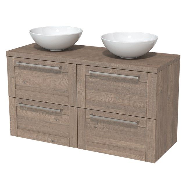 Maxaro Badkamermeubel Modulo Plato 120cm Middenbruin Eiken 4 Lades
