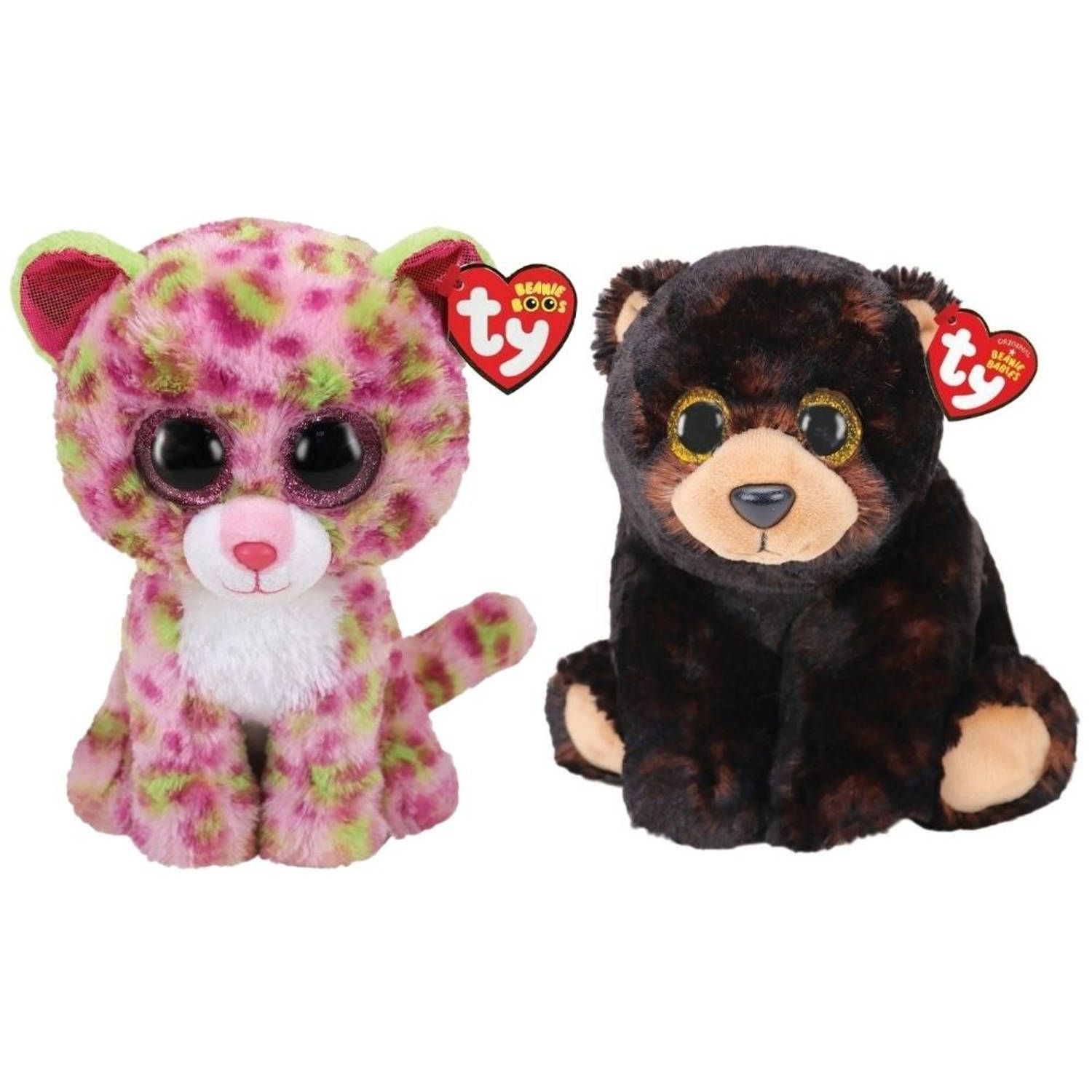 TY - Knuffel - Beanie Buddy - Lainey Leopard & Kodi Bear - Meerkleurig