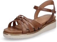 Tamaris Plateau Sandalen Dames Bruin Leer Sleehak 8cm+ Gesp 40
