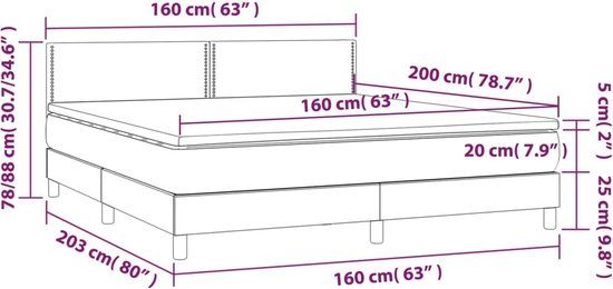 vidaXL Boxspring met matras fluweel donkergrijs 160x200 cm