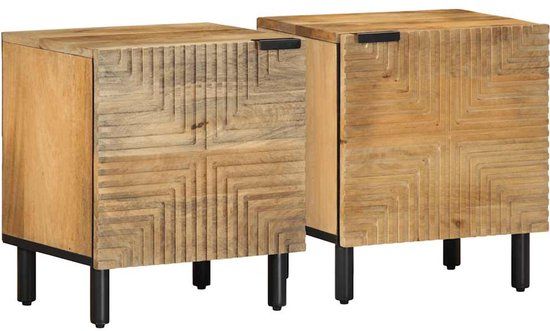 vidaXL Nachtkastjes 2 stuks massief mangohout bruin