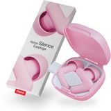 Alpine Hearing Protection Alpine Silence Oordoppen - Oordopjes Slapen - Vlieg oordoppen - voor Slapen, Focus & Reizen - Comfortabele, Herbruikbare Gehoorbescherming - Nauwsluitende V-vorm & Zachte Ovale Tips – 4 Maten XS/S/M/L – Roze