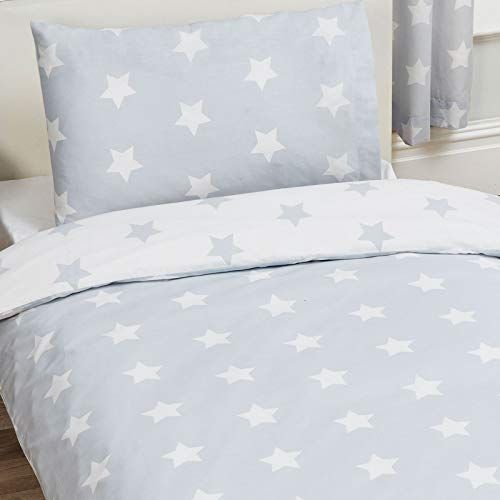 Price Right Home Grijs en wit sterren eenpersoons dekbedovertrek en kussensloop Set Kids beddengoed
