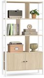 Songmics Boekenkast – 4 open planken – Natuurlijk beige-wolkwit – Stalen frame – 30 x 74 x 154,5 cm