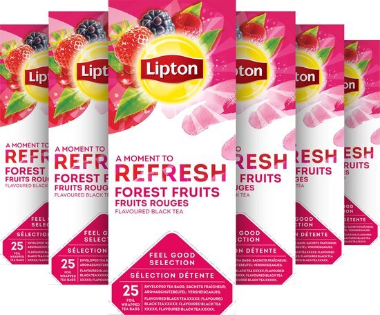 LIPTON Feel Good Selection Bosvruchten Thee - 6 x 25 zakjes - Voordeelverpakking