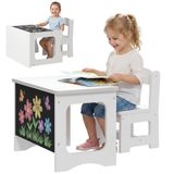 AIYAPLAY - Kindertafel en -stoelenset - MDF - 67 x 39 x 44 cm - Wit